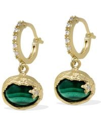 Vintouch Italy - Ad Astra-Plated Malachite Mini Hoop Earrings - Lyst