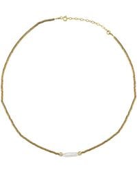 LINYA JEWELLERY - Lyris Pearl Hematite Stone Necklace - Lyst
