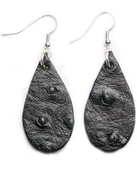 N'damus London - Auricle Ostrich Print Leather Earrings - Lyst