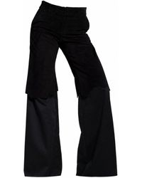 Hedare - Sklar Suede Flared Trousers - Lyst