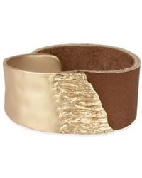 Saachi - Leather Metal Statement Bracelet - Lyst