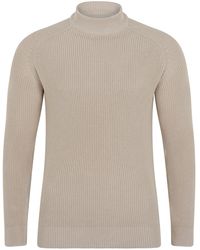 Paul James Knitwear - Midweight Cotton Byrne Ribbed Mock Turtle Neck Jumper - Lyst