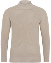 Paul James Knitwear - Midweight Cotton Byrne Ribbed Mock Turtle Neck Jumper - Lyst