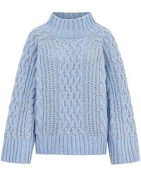 Cara & The Sky - Sarah High Neck Cable Wide Sleeve Jumper - Lyst