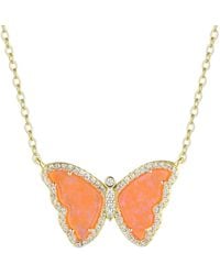 KAMARIA - Opal Butterfly Necklace With Crystals - Lyst