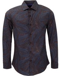 lords of harlech - Norman Paisley Badalona Brownie Printed Cotton Long-Sleeve Shirt - Lyst