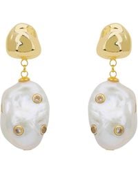 LÁTELITA London - Polka Dot Baroque Pearl Drop Earrings Clear Quartz - Lyst