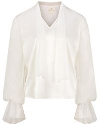 Gunda Hafner Ltd - Cream Silk Blouse With Sheer Sleeves - Lyst