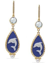 Vintouch Italy - Dolphins Cameo Earrings With Topaz - Lyst