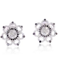 Artisan - 18K & Diamond Floral Stud Earrings - Lyst