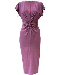 Imaatu - Masee Knot Front Extremely Deep V-Neck Sculpting Elastic Bamboo Midi Dress - Lyst