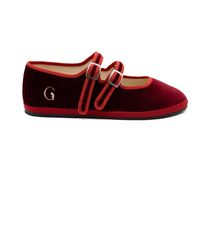 Gondolina Shoes - Accademia Ruby Velvet Double-Strap Mary Jane Shoes – Made - Lyst