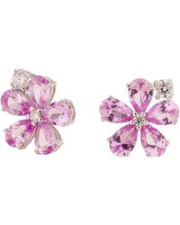 Juvetti - Florea White Gold Earrings Diamonds & Pink Sapphires - Lyst