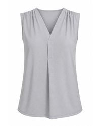 Conquista - Draped V-Neck Sleeveless Jersey Top - Lyst