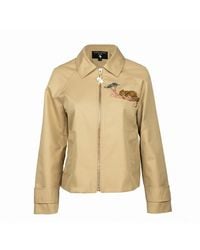 Laines London - Neutrals Laines Couture Hand Embellished Leopard Cropped Trench Jacket - Lyst