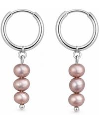 Pearl Code - Pearl Huggie Earrings – Small Hoops - Lyst