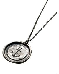 Posh Totty Designs - Oxidised Sterling Anchor Wax Seal Necklace - Lyst