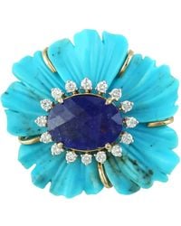 Artisan - 18K Carved, Tanzanite & Diamond Flower Pendant - Lyst