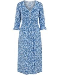 At Last - Cotton Karen 3/4 Sleeve Day Dress - Lyst