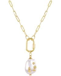 Amadeus Nudo Gold Paperclip Chain Necklace With Keshi Barnacle Pendant - Metallic