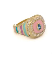 Ebru Jewelry - Love Pastel Colors Diamond & Gold Spring Statement Ring - Lyst
