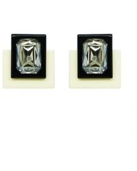 Gissa Bicalho - Neutrals Handmade Acrylic Earring S Deco Rectangular Cut-Off Stone Vanilla - Lyst