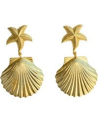 The Pink Reef - Small Starfish Shell Earring - Lyst