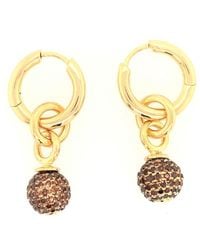 Artisan - 18K Diamond Pave Ball Charm Hoop Earrings - Lyst