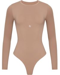 GOD SAVES QUEENS - Neutrals Second Skin Long Sleeve Crew-Neck Bodysuit Nude - Lyst