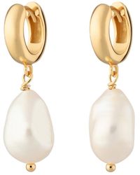 Scream Pretty Gold Baroque Pearl Huggie Earrings - Metallic