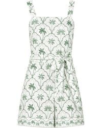 Yumi' - Palm Print Cotton Playsuit - Lyst