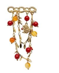 Farra - Bamboo Coral & Agate Hedgehog Tassel Brooch - Lyst
