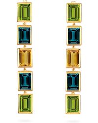 Augustine Jewels - Peridot Topaz Citrine Long Drop Earrings - Lyst