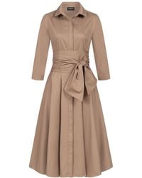 Marianna Déri - Taupe Shirt Dress With Tie Belt - Lyst