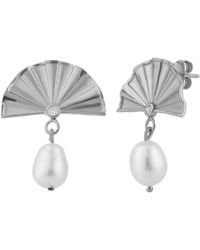 Spero London - Fine Diamond Sterling Pearl Drop Fan Earrings - Lyst