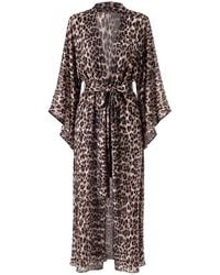 LOVEIST STORE - Leopard Print Silky Satin Kimono - Lyst