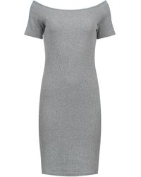 Conquista - Off-Shoulder Ribbed Cotton Dress - Lyst