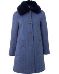 Louche - Dryden Herringbone Fur Collared Coat - Lyst