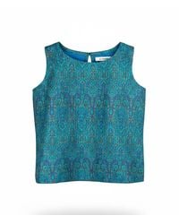 Stovaria - Embroidered Pure Tussar Silk Sleeveless Top With Wooden Button - Lyst