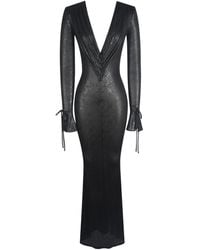 Miss Circle New York - Ilysia V-Neck Plunge Snakeskin Mermaid Hem Maxi Dress - Lyst