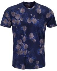 lords of harlech - Maze Lans Floral Stretch Cotton V-Neck Tee - Lyst