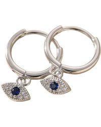Sophelia - Minimalist Small Evil Eye Charm Dainty Hoop Sterling Earrings - Lyst