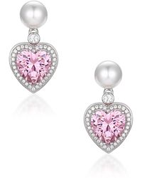 Santinni - Marie Pearl & Crystal Heart Earrings - Lyst