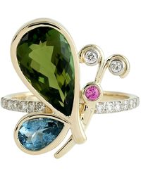 Artisan - Butterfly Multi Gemstone & Diamond Ring - Lyst