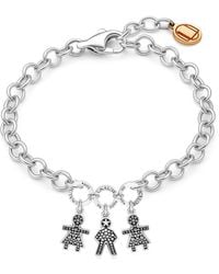 Unaloe - Adjustable Sterling Mom Bracelet With Three Charms Two Girls And One Boy Perfect Gift For Moms - Lyst