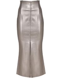 Julia Allert - Mermaid Faux Leather Midi Skirt With Slit - Lyst