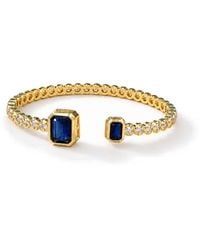 Saéa - Deep Emerald-Cut Quartz Open Cuff Bracelet - Lyst