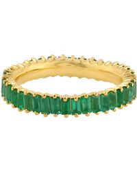 Artisan - Baguette Emerald Band Ring 18k Yellow Gold Handmade Jewelry - Lyst