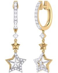 LMJ Little Star Lucky Star Hoop Earrings In 14 Kt Yellow Gold Vermeil On Sterling Silver - Metallic