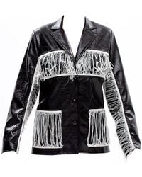 Maison Bogomil - Thread Line – Leather Jacket With Knitted Fringe - Lyst